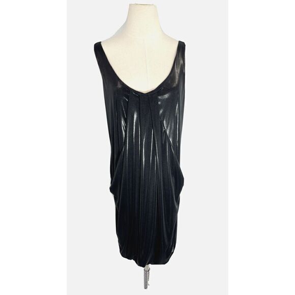 Diane Von Furstenberg LBD Black Liquid Dress Size 8 Lesley DVF Goth Punk Witchy - Picture 4 of 15